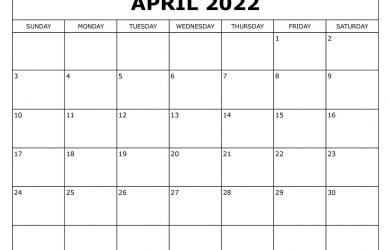 April 2022 Calendar