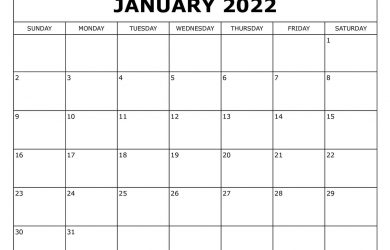 January 2022 Calendar