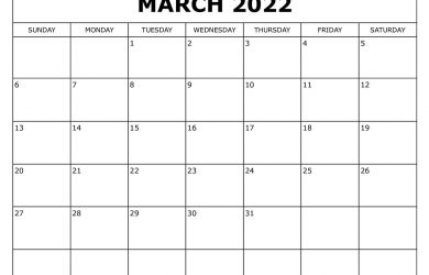 March 2022 Calendar