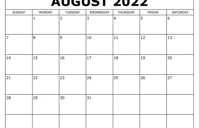 August 2022 Calendar