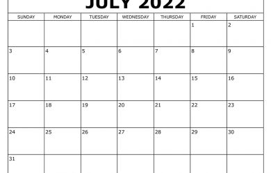 July 2022 Calendar